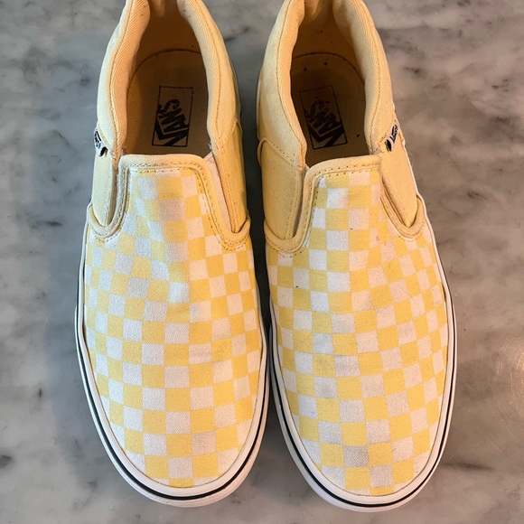 Vans Shoes - Yellow/white checkered Vans